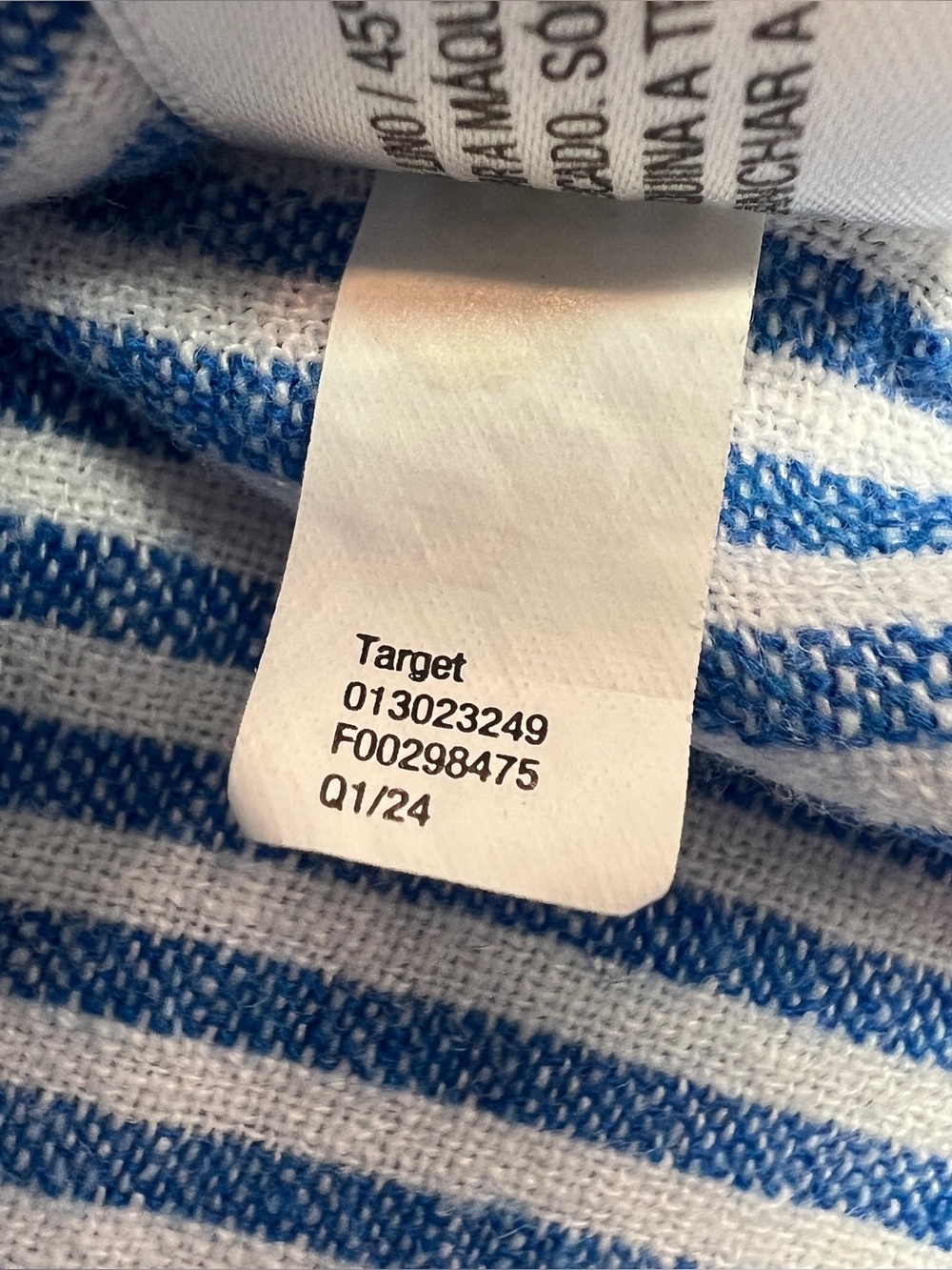 Linen Cotton Euro Summer Nautical Beach Blue White Striped Short Sleeve Blouse M - Picture 5 of 6